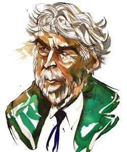 Sir Harrison Birtwistle - colour caricature by Neale Osborne